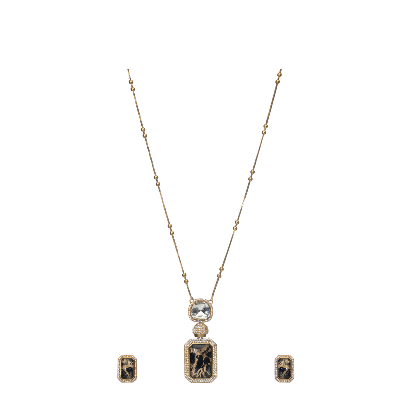 Dheu Golden Pendant Necklace Set