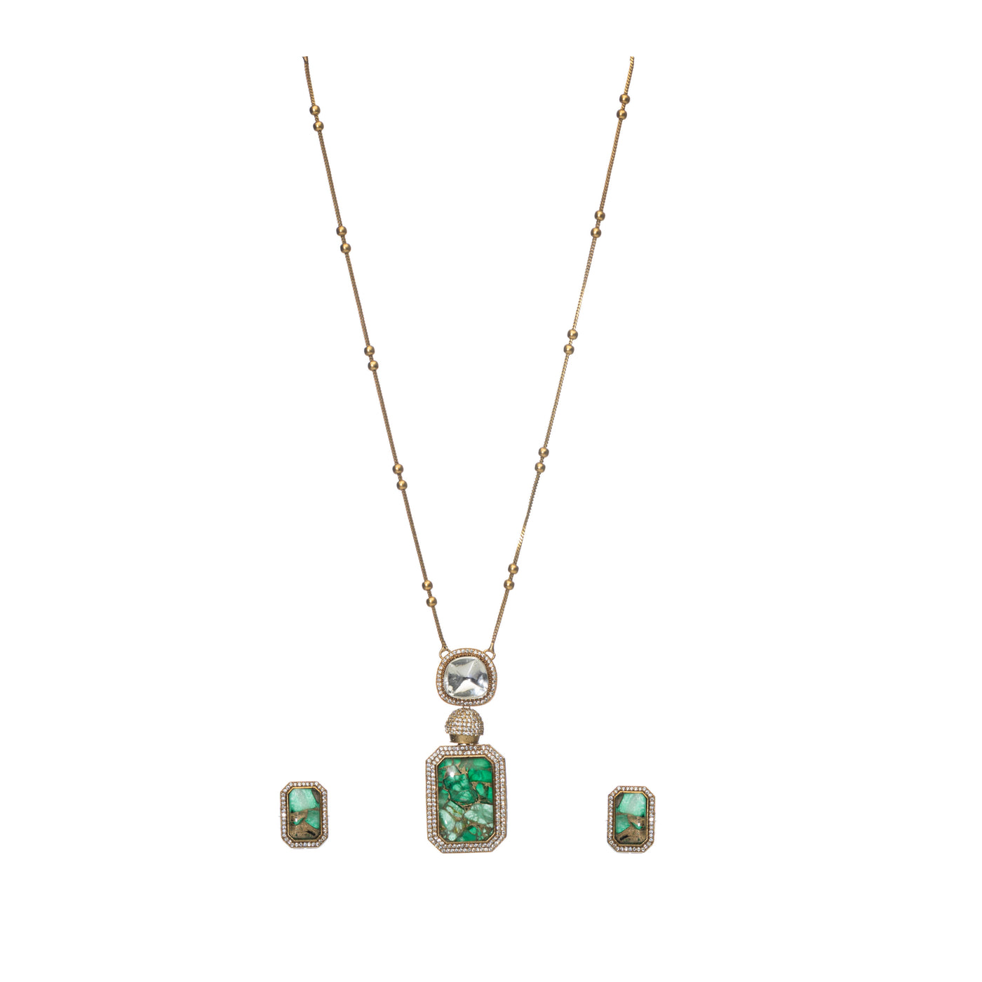 Dheu Golden Pendant Necklace Set