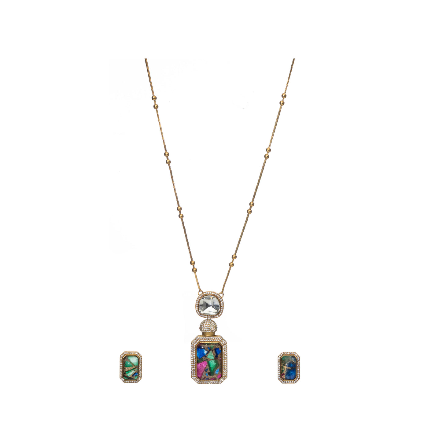 Dheu Golden Pendant Necklace Set