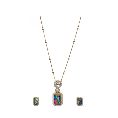 Dheu Golden Pendant Necklace Set
