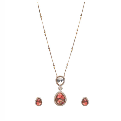 Dheu Golden Pendant Necklace Set