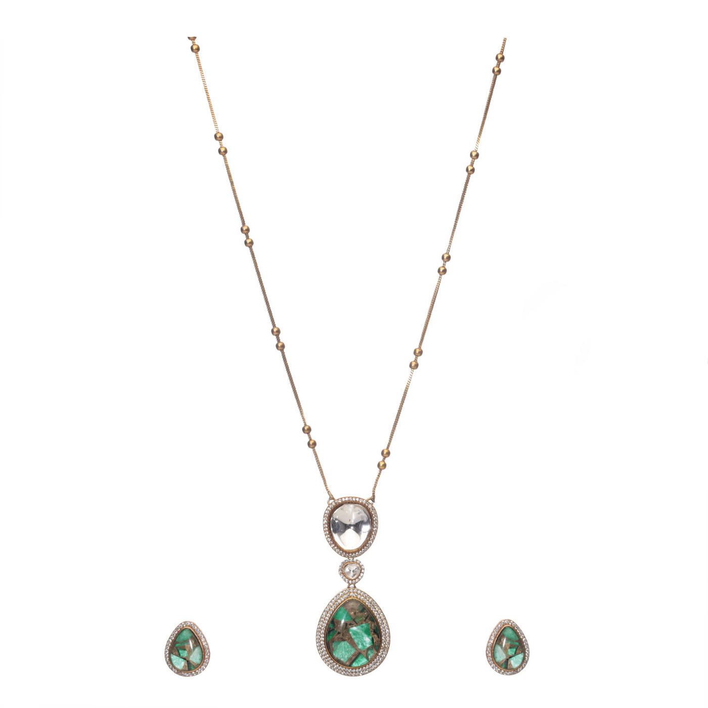 Dheu Golden Pendant Necklace Set