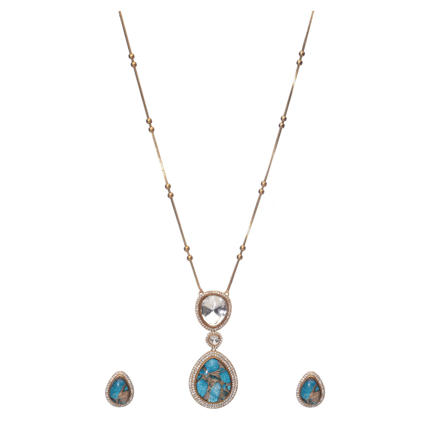 Dheu Golden Pendant Necklace Set