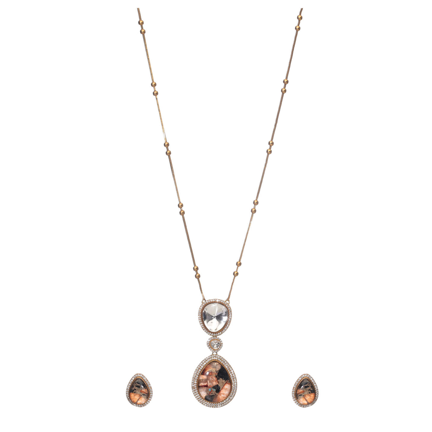 Dheu Golden Pendant Necklace Set