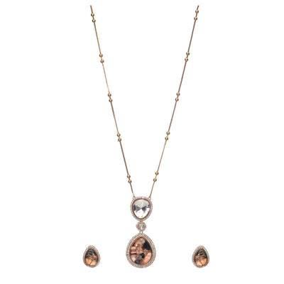 Dheu Golden Pendant Necklace Set