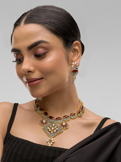Dheu Designer Necklace & Earrings Combo