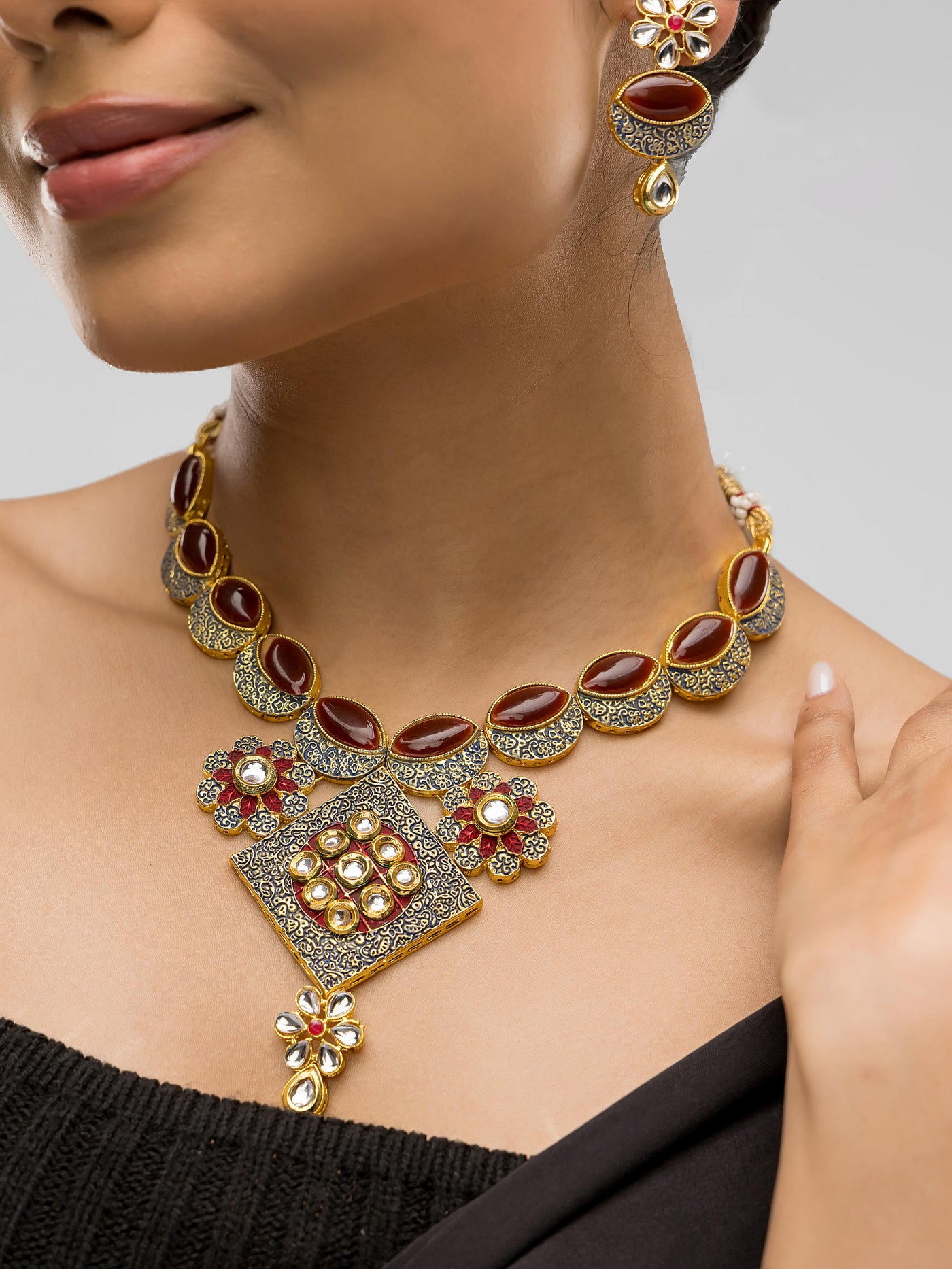 Dheu Designer Necklace & Earrings Combo