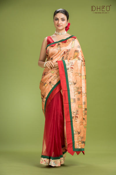 Dheu Exclusive Printed Silk Saree
