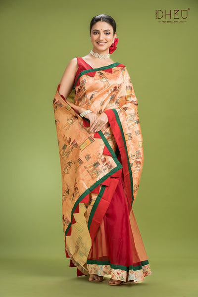 Dheu Exclusive Printed Silk Saree