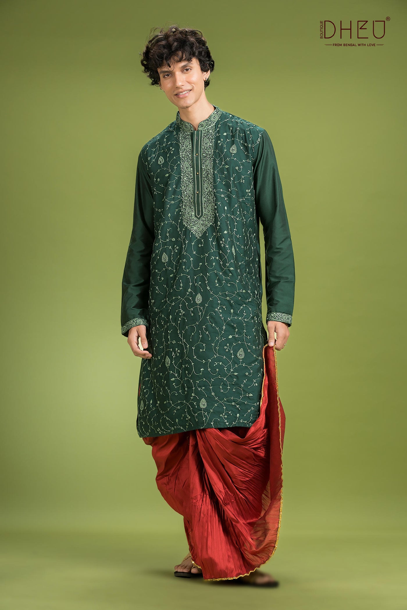 Designer Silk Saree & Kurta Couple Set