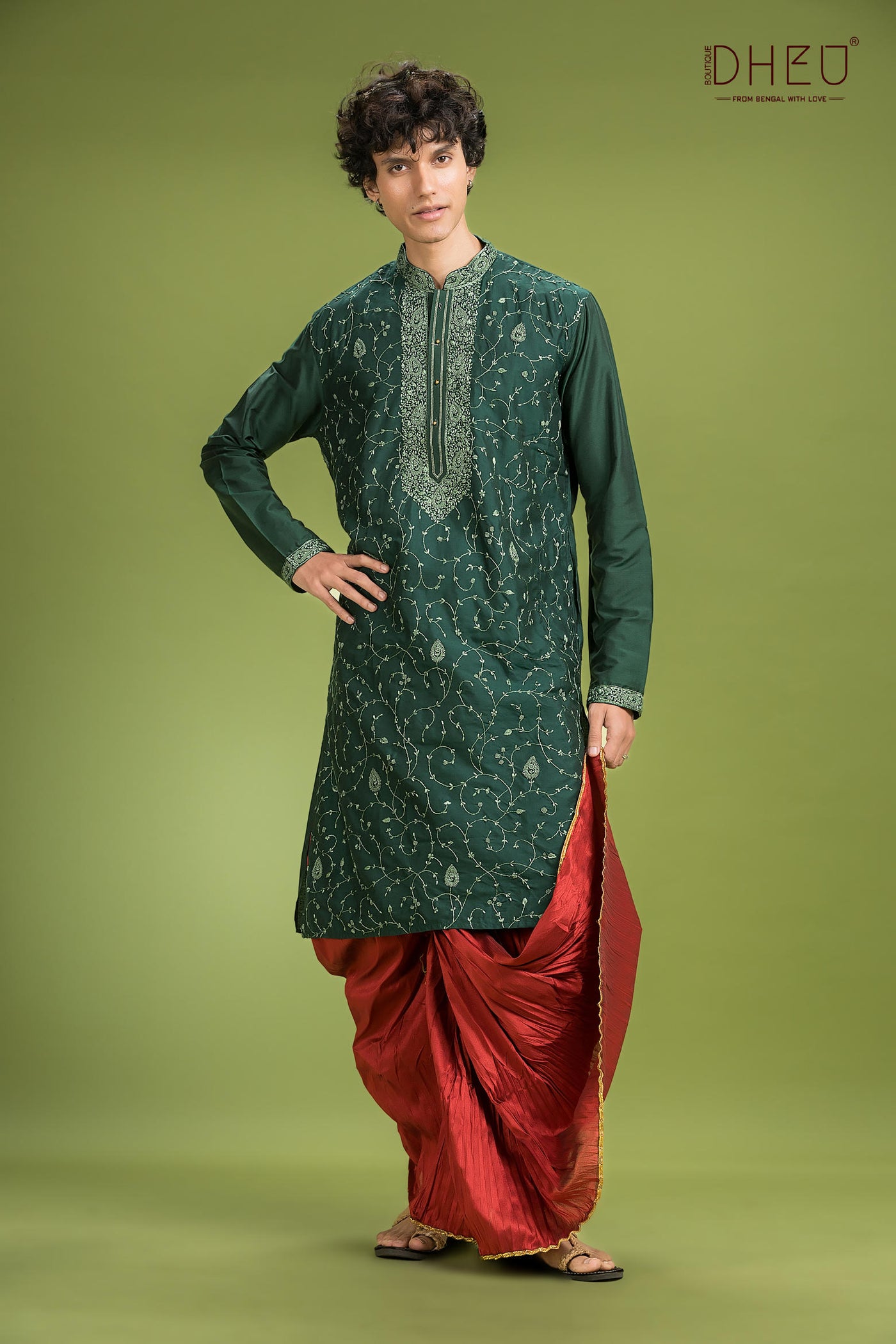 Designer Silk Saree & Kurta Couple Set