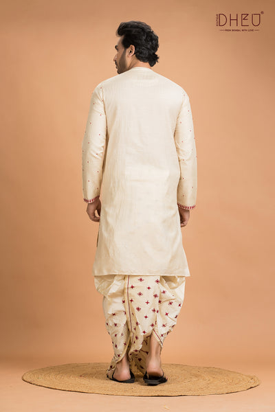 Exclusive Tussar Silk Kurta & Dhoti(Optional) Set