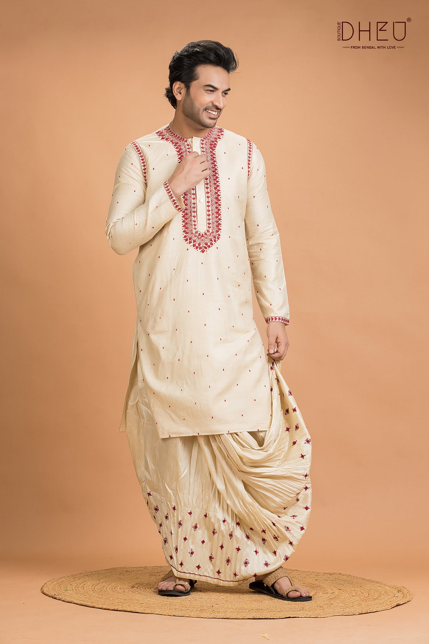 Exclusive Tussar Silk Kurta & Dhoti(Optional) Set