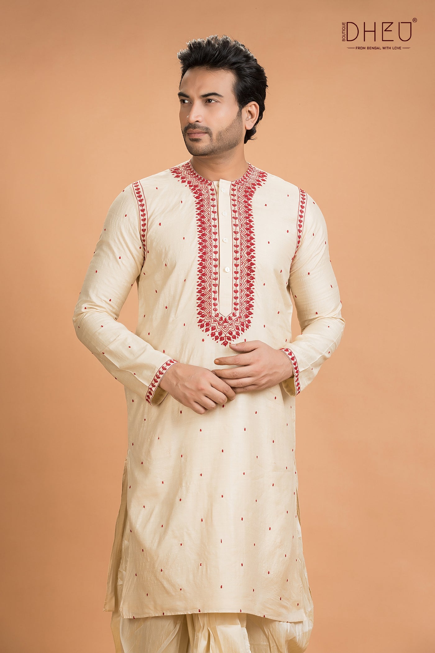 Exclusive Tussar Silk Kurta & Dhoti(Optional) Set
