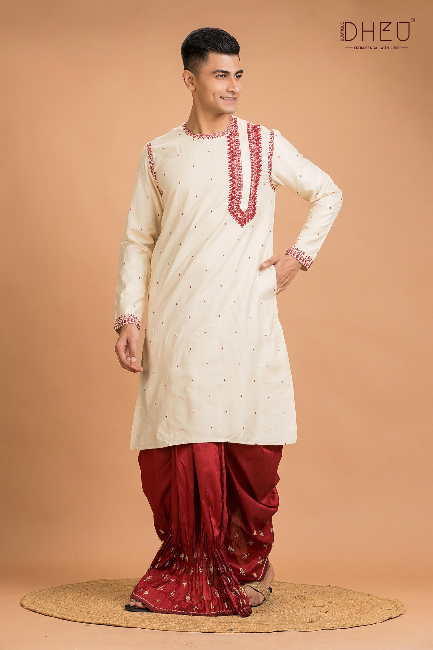 Exclusive Tussar Silk Kurta & Dhoti(Optional) Set