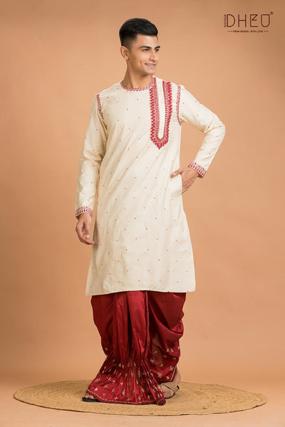 Exclusive Tussar Silk Kurta & Dhoti(Optional) Set