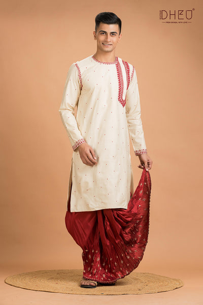 Exclusive Tussar Silk Kurta & Dhoti(Optional) Set