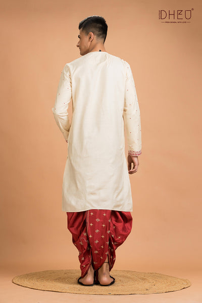 Exclusive Tussar Silk Kurta & Dhoti(Optional) Set