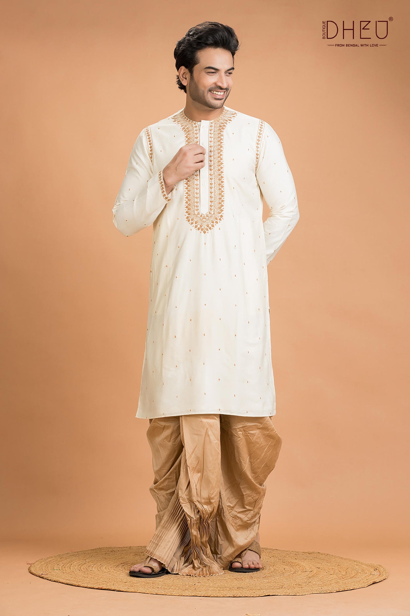 Exclusive Katan Silk Kurta & Dhoti(Optional) Set