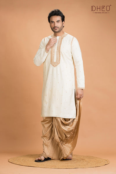 Exclusive Katan Silk Kurta & Dhoti(Optional) Set