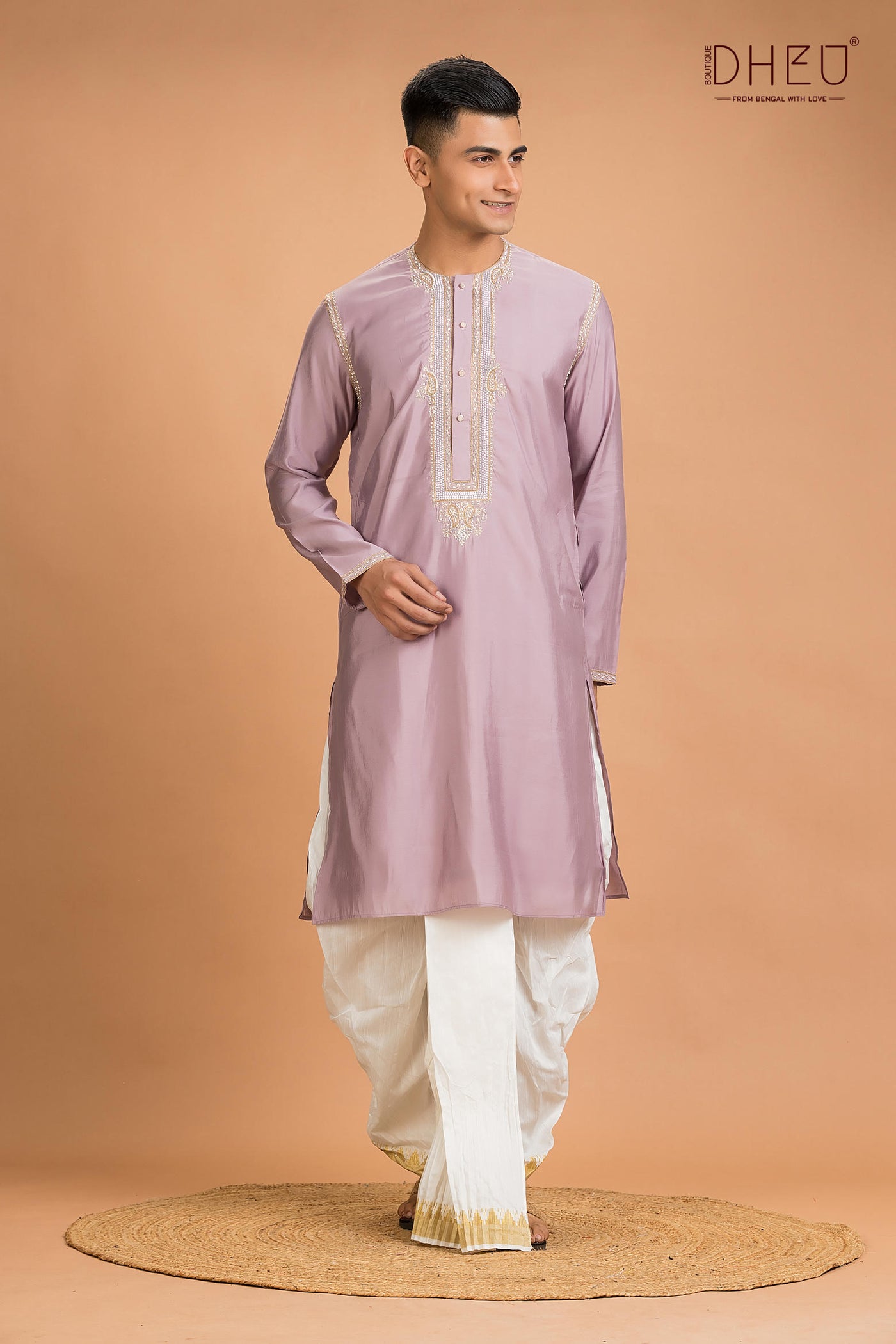 Exclusive Katan Silk Kurta & Dhoti(Optional) Set