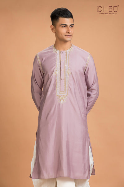 Exclusive Katan Silk Kurta & Dhoti(Optional) Set
