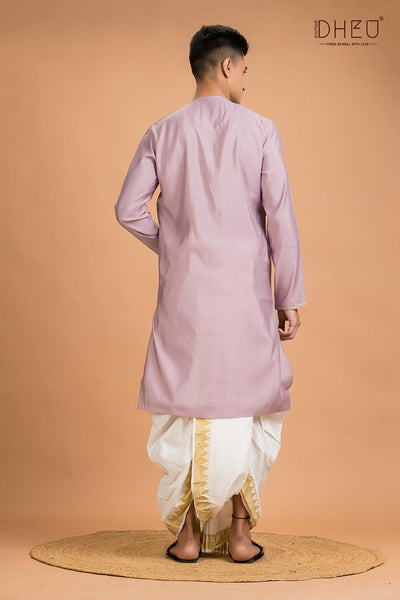 Exclusive Katan Silk Kurta & Dhoti(Optional) Set