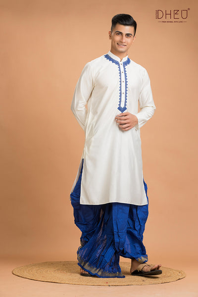 Exclusive Katan Silk Kurta & Dhoti(Optional) Set