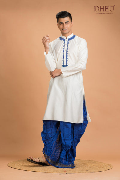 Exclusive Katan Silk Kurta & Dhoti(Optional) Set