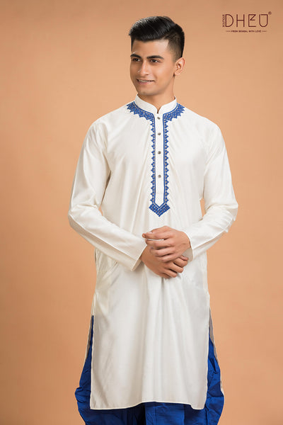 Exclusive Katan Silk Kurta & Dhoti(Optional) Set