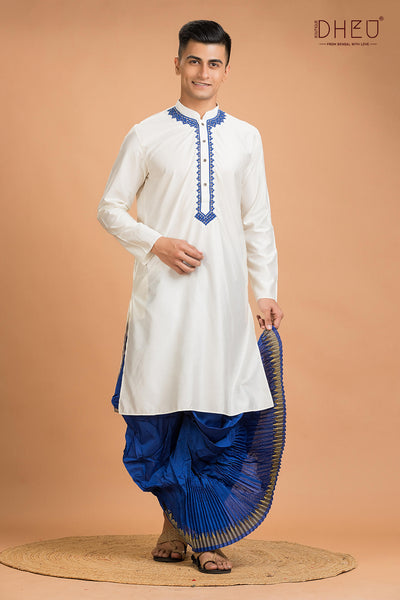 Exclusive Katan Silk Kurta & Dhoti(Optional) Set