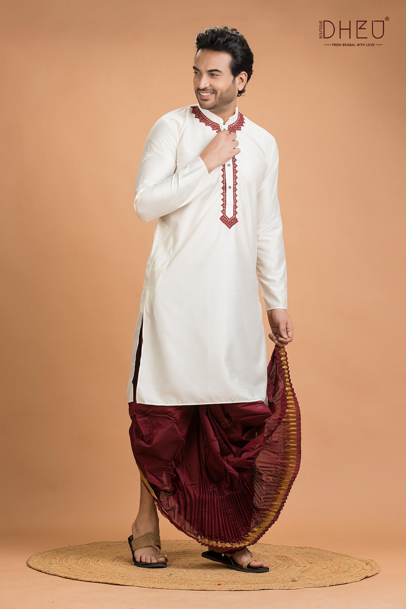 Exclusive Katan Silk Kurta & Dhoti(Optional) Set