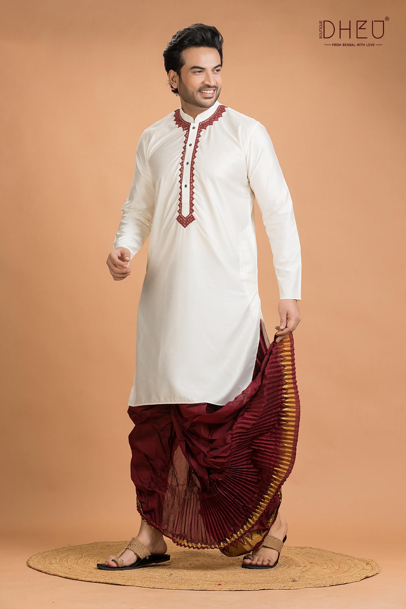 Exclusive Katan Silk Kurta & Dhoti(Optional) Set