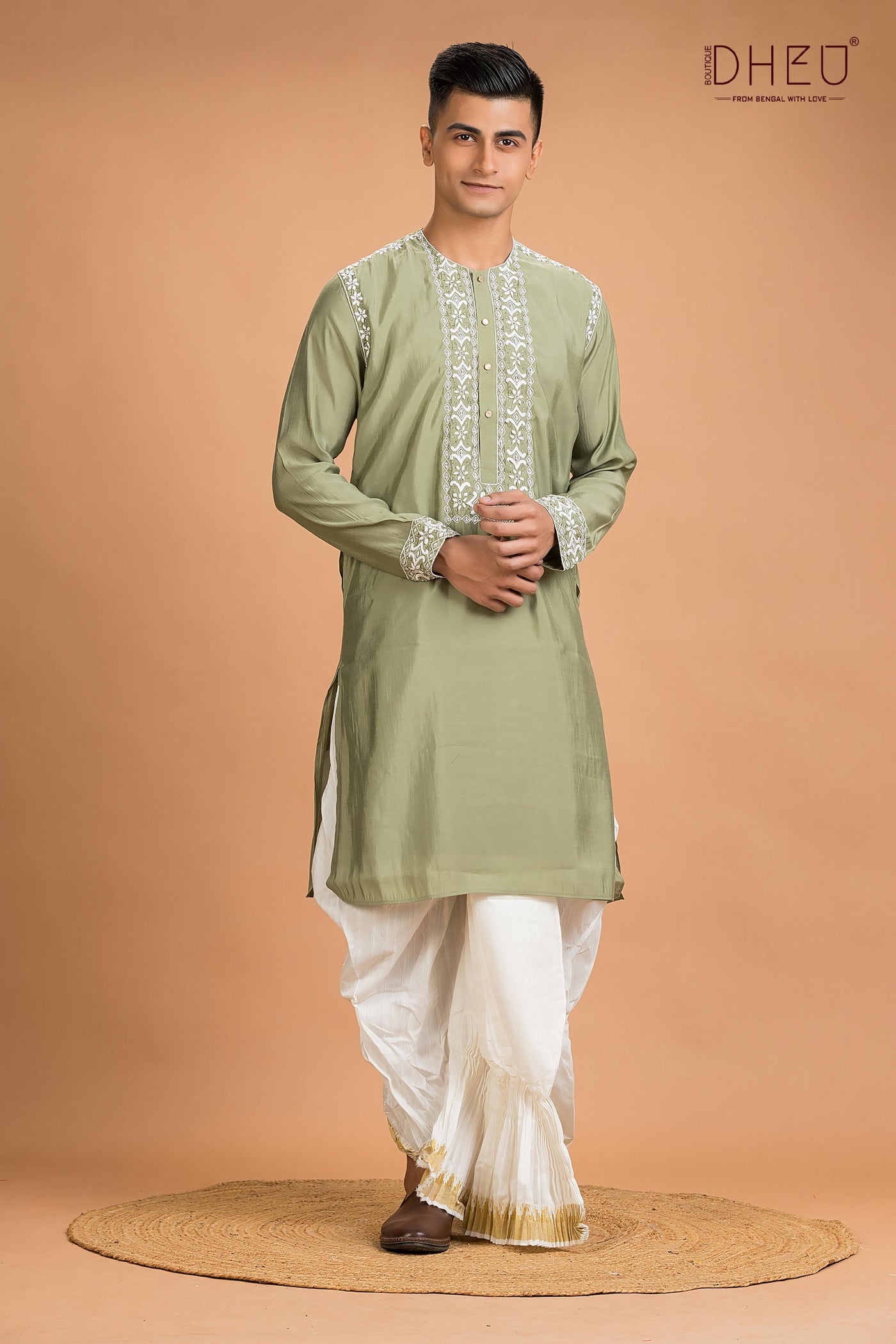 Exclusive Katan Silk Kurta & Dhoti(Optional) Set