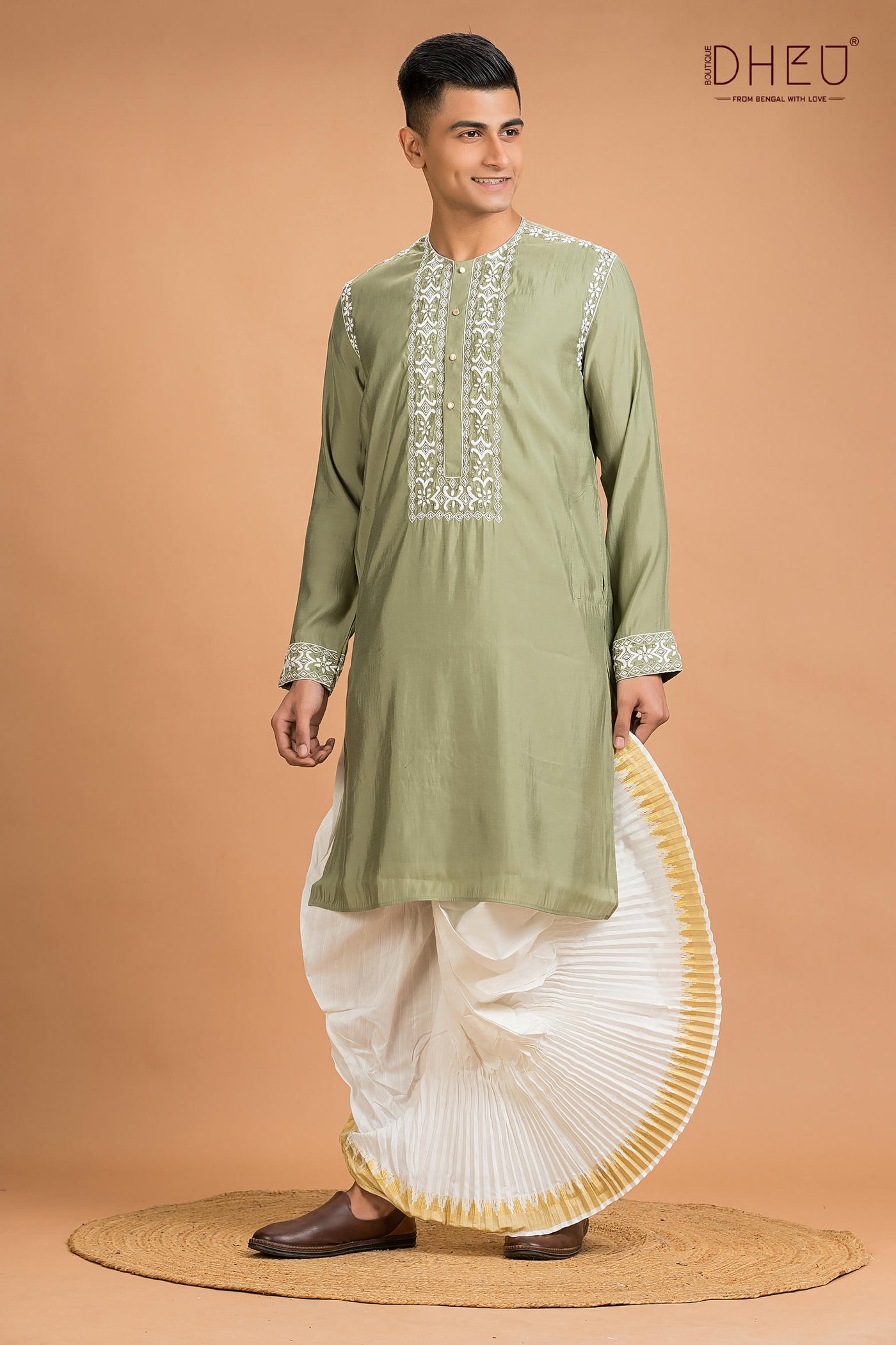 Exclusive Katan Silk Kurta & Dhoti(Optional) Set