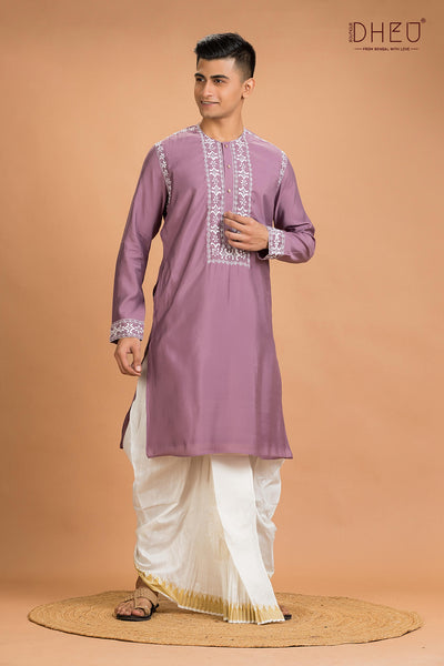 Exclusive Katan Silk Kurta & Dhoti(Optional) Set