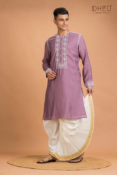Exclusive Katan Silk Kurta & Dhoti(Optional) Set
