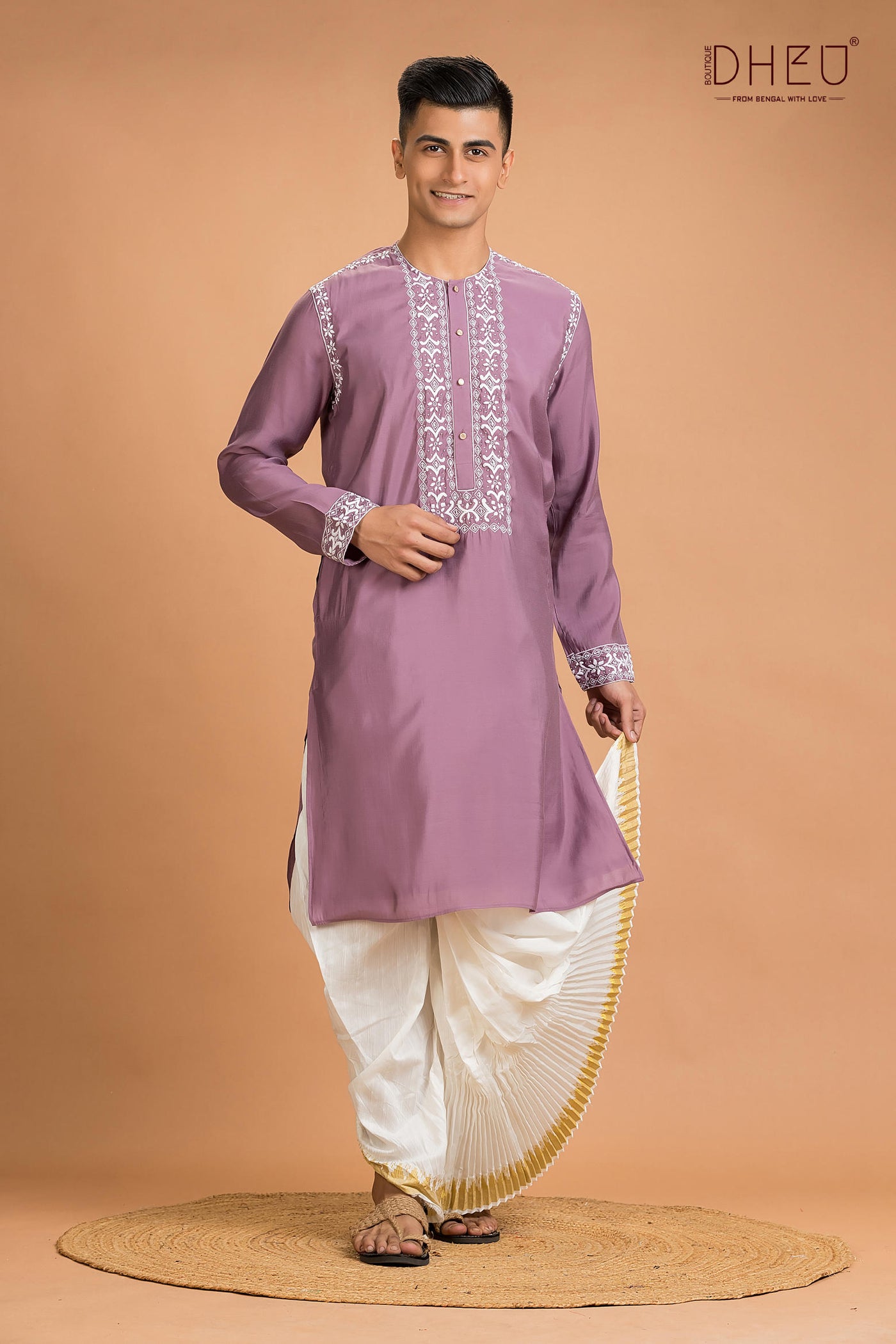 Exclusive Katan Silk Kurta & Dhoti(Optional) Set