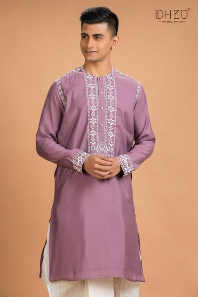 Exclusive Katan Silk Kurta & Dhoti(Optional) Set