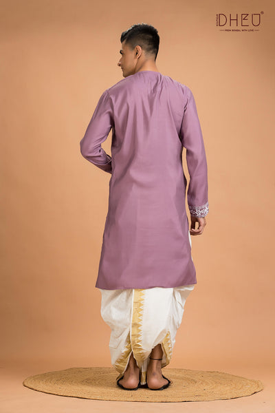 Exclusive Katan Silk Kurta & Dhoti(Optional) Set