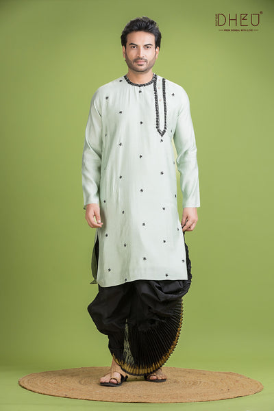 Designer Silk Kurta & Dhoti(Optional) Set