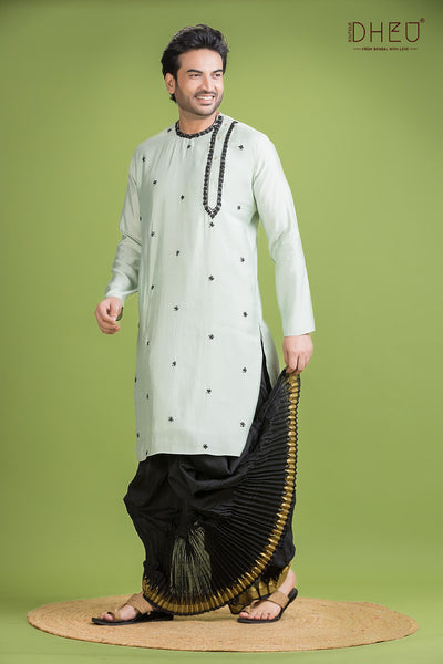 Designer Silk Kurta & Dhoti(Optional) Set