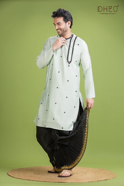 Designer Silk Kurta & Dhoti(Optional) Set