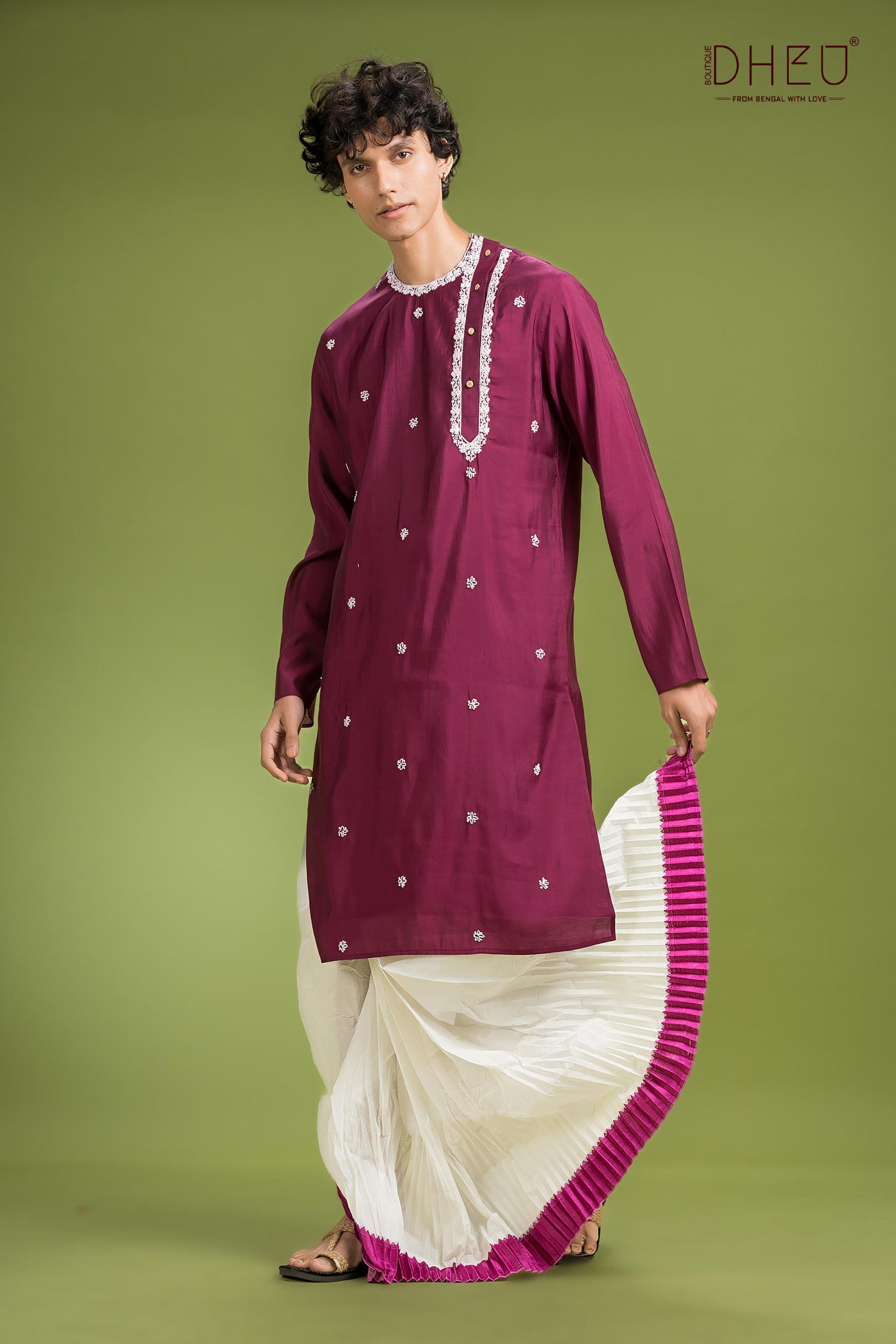 Exclusive Katan Silk Kurta & Dhoti(Optional) Set