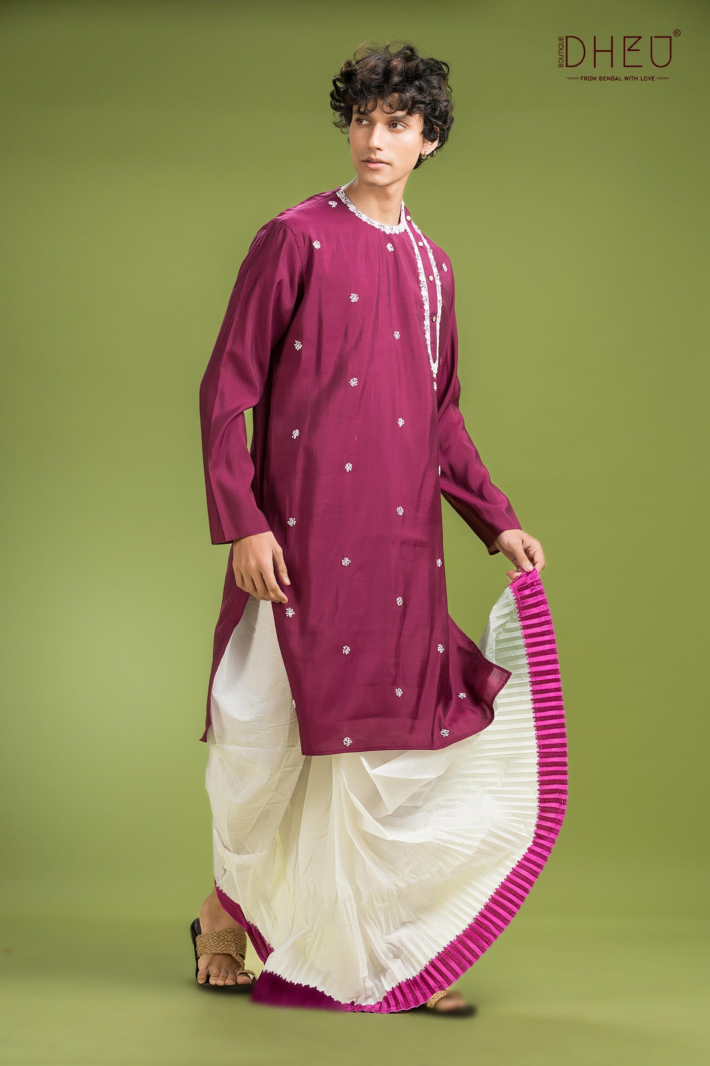 Exclusive Katan Silk Kurta & Dhoti(Optional) Set