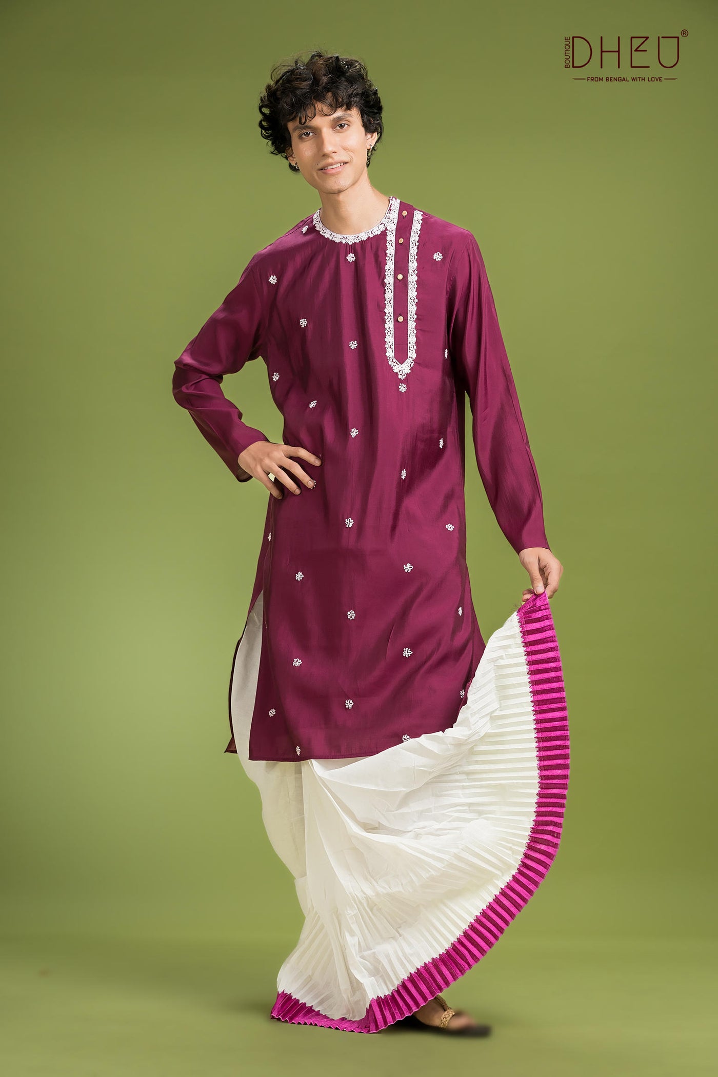 Exclusive Katan Silk Kurta & Dhoti(Optional) Set