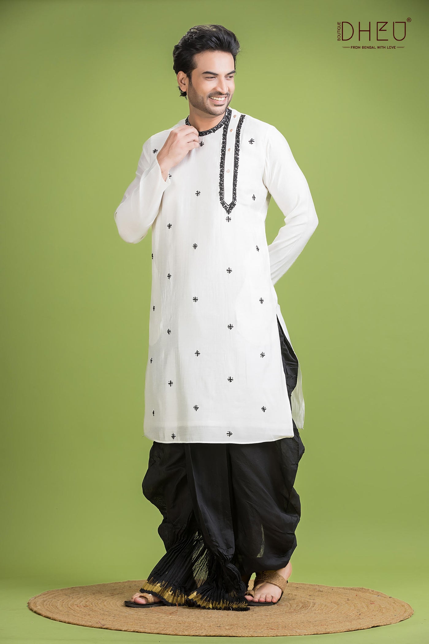 Designer Silk Kurta & Dhoti(Optional) Set
