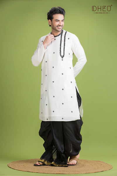 Designer Silk Kurta & Dhoti(Optional) Set