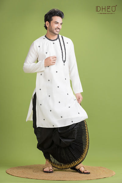 Designer Silk Kurta & Dhoti(Optional) Set