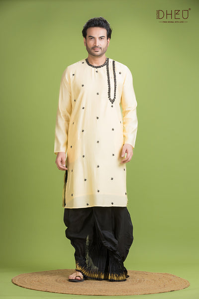 Designer Silk Kurta & Dhoti(Optional) Set